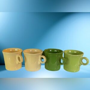 Fiestaware Fiesta 4 Tom & Jerry Mugs Shamrock Chartreuse Lt Yellow Ivory NEW